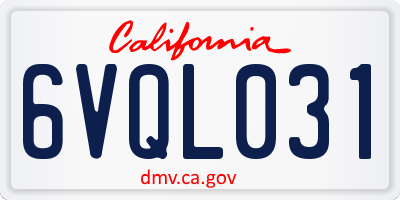 CA license plate 6VQL031