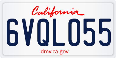 CA license plate 6VQL055