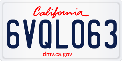 CA license plate 6VQL063