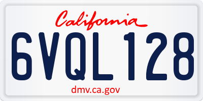 CA license plate 6VQL128