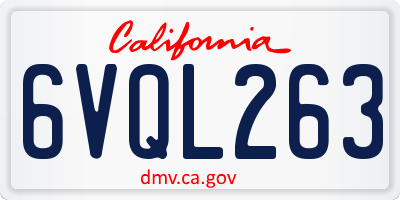 CA license plate 6VQL263