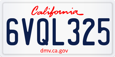 CA license plate 6VQL325