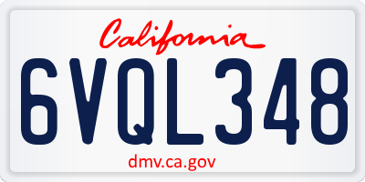 CA license plate 6VQL348