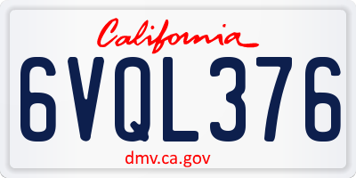 CA license plate 6VQL376