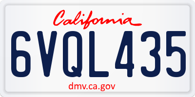 CA license plate 6VQL435