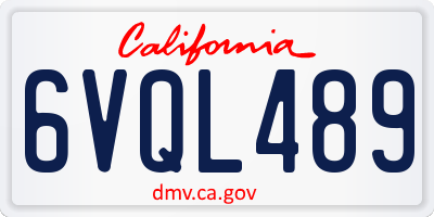 CA license plate 6VQL489