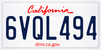 CA license plate 6VQL494