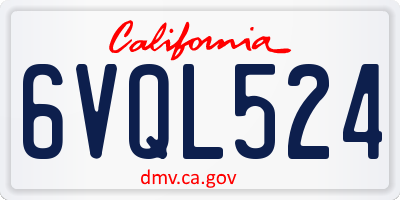 CA license plate 6VQL524