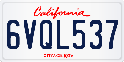 CA license plate 6VQL537