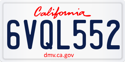 CA license plate 6VQL552