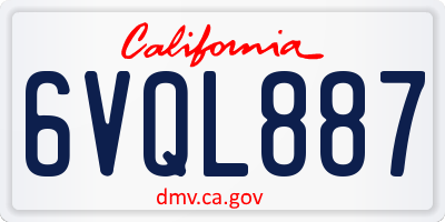 CA license plate 6VQL887