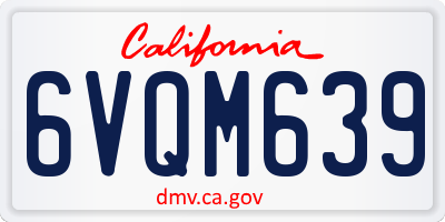 CA license plate 6VQM639