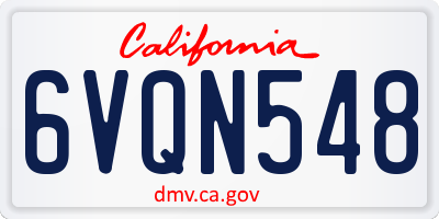 CA license plate 6VQN548