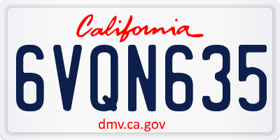 CA license plate 6VQN635
