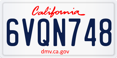 CA license plate 6VQN748