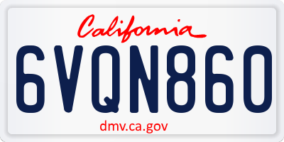 CA license plate 6VQN860