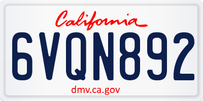 CA license plate 6VQN892