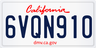 CA license plate 6VQN910