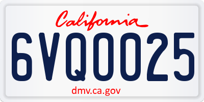 CA license plate 6VQO025