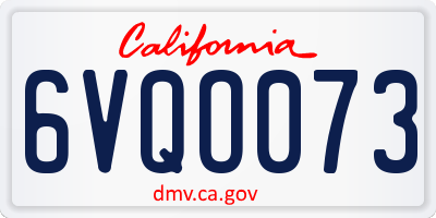 CA license plate 6VQO073