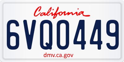 CA license plate 6VQO449