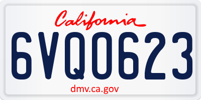 CA license plate 6VQO623