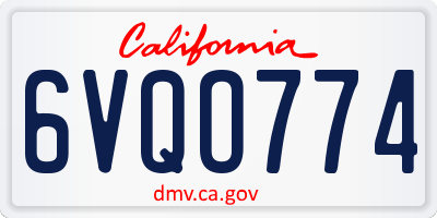 CA license plate 6VQO774