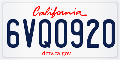 CA license plate 6VQO920