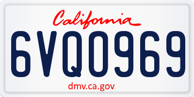 CA license plate 6VQO969
