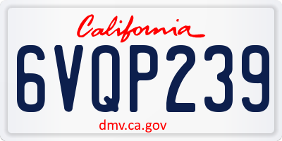 CA license plate 6VQP239