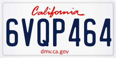 CA license plate 6VQP464