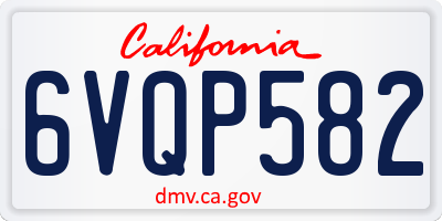 CA license plate 6VQP582