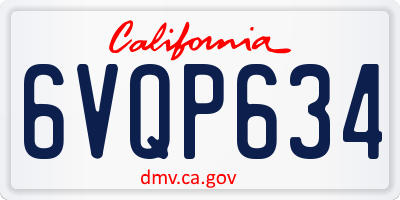 CA license plate 6VQP634