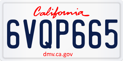 CA license plate 6VQP665