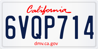 CA license plate 6VQP714