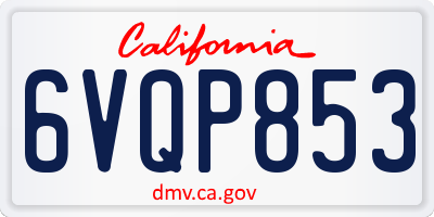 CA license plate 6VQP853