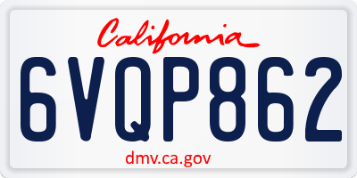 CA license plate 6VQP862