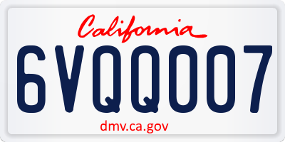 CA license plate 6VQQ007