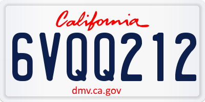 CA license plate 6VQQ212