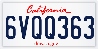 CA license plate 6VQQ363