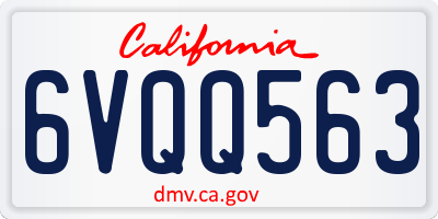 CA license plate 6VQQ563