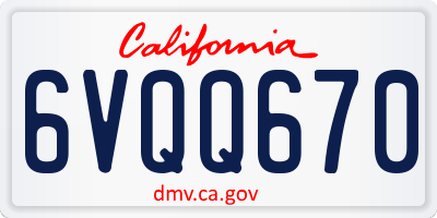CA license plate 6VQQ670