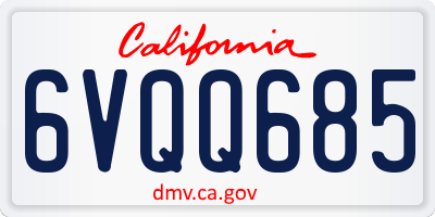 CA license plate 6VQQ685