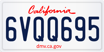 CA license plate 6VQQ695