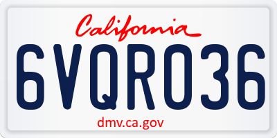CA license plate 6VQR036