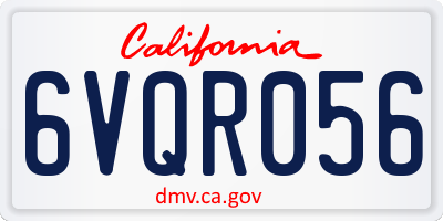 CA license plate 6VQR056