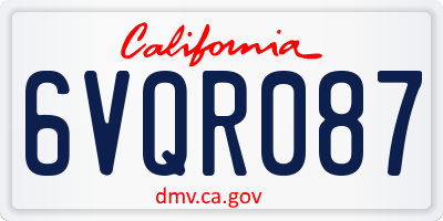 CA license plate 6VQR087