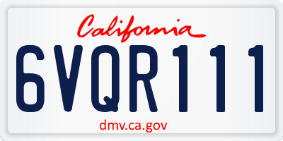 CA license plate 6VQR111