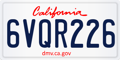 CA license plate 6VQR226