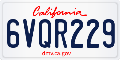 CA license plate 6VQR229